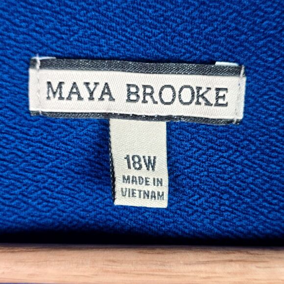 Maya Brooke 18W Blue Lace Embellished Open Front Jacket Dressy Plus Size - Picture 3 of 10